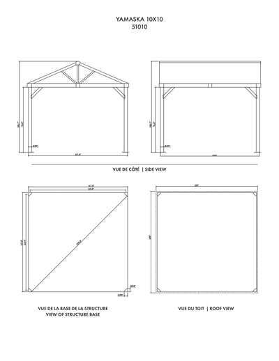 Yamaska 10x10 barn style gazebo, aluminum posts wood finish