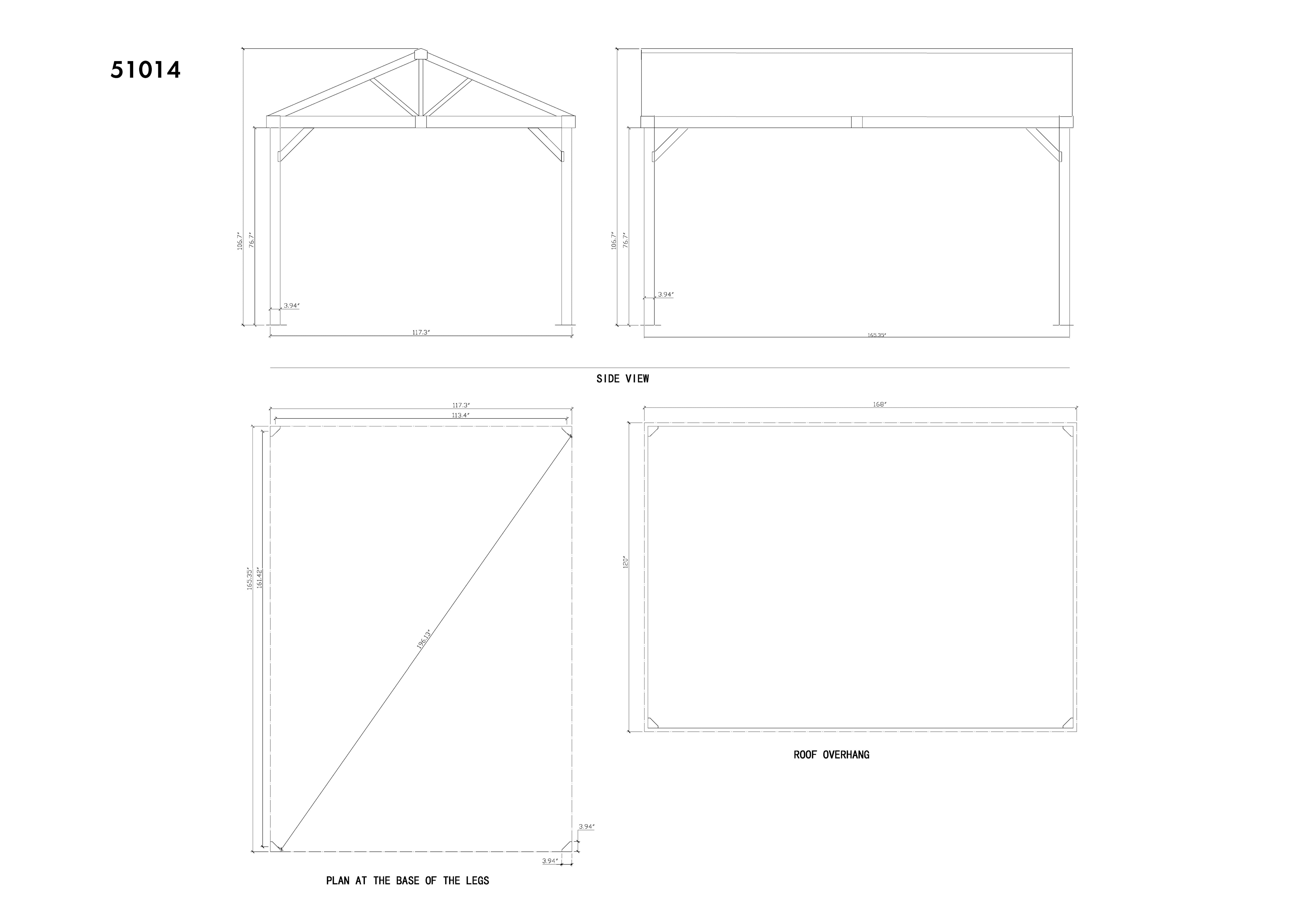 Yamaska 10x14 barn style gazebo, aluminum posts wood finish