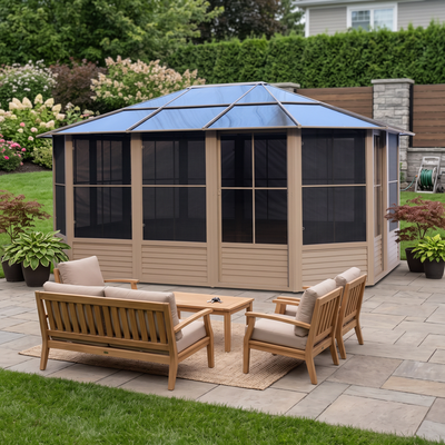Florence 12x15 ft. Solarium–Polycarbonate Roof, Sand