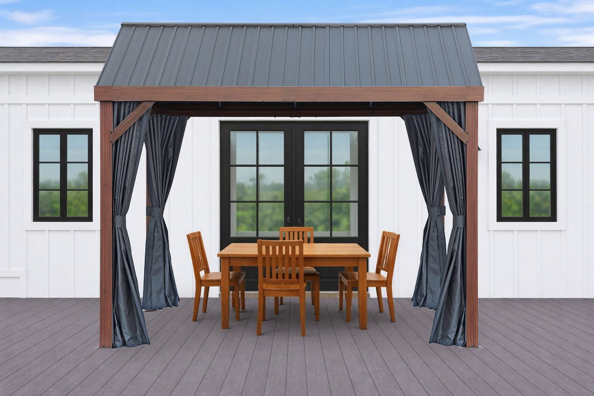 Rideaux en polyester pour kiosque de jardin 3 x 3 m