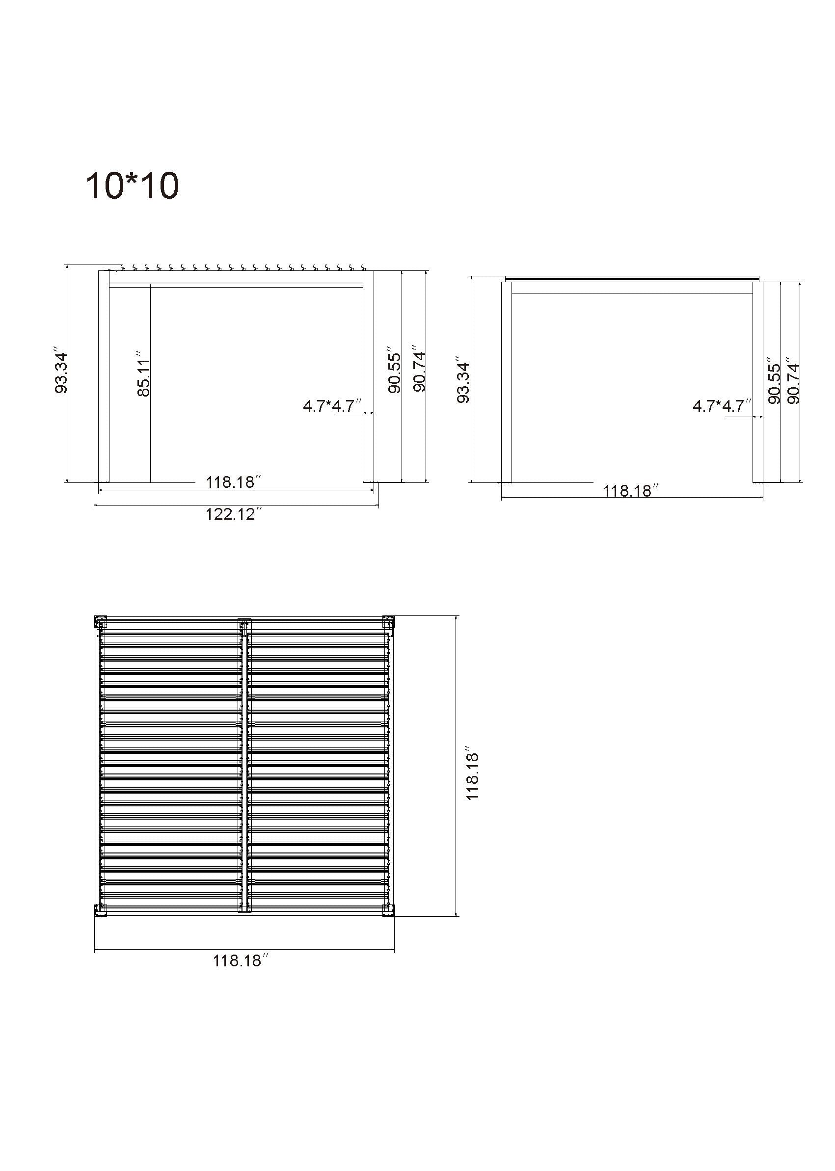 Vikos 10 X10 Aluminum Stand Alone Pergola  - With Alum Tracks