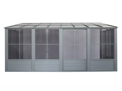 Florence 10x16 Wall-Mounted Solarium, Polycarbonate Roof, Slate