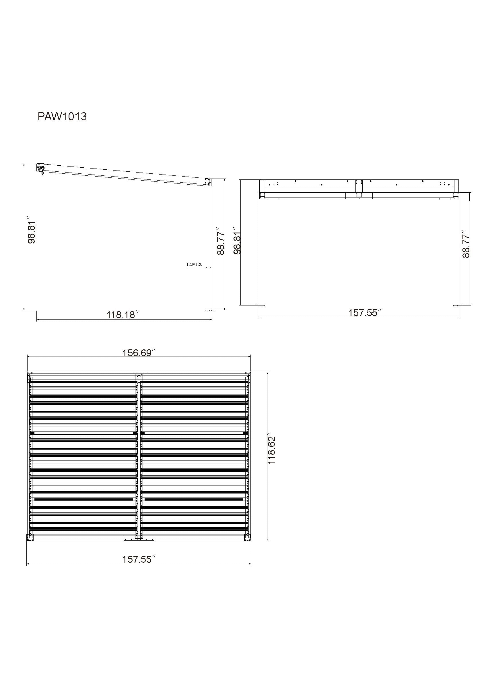 Nikko 10 x13 Aluminum Wall Mounted Pergola