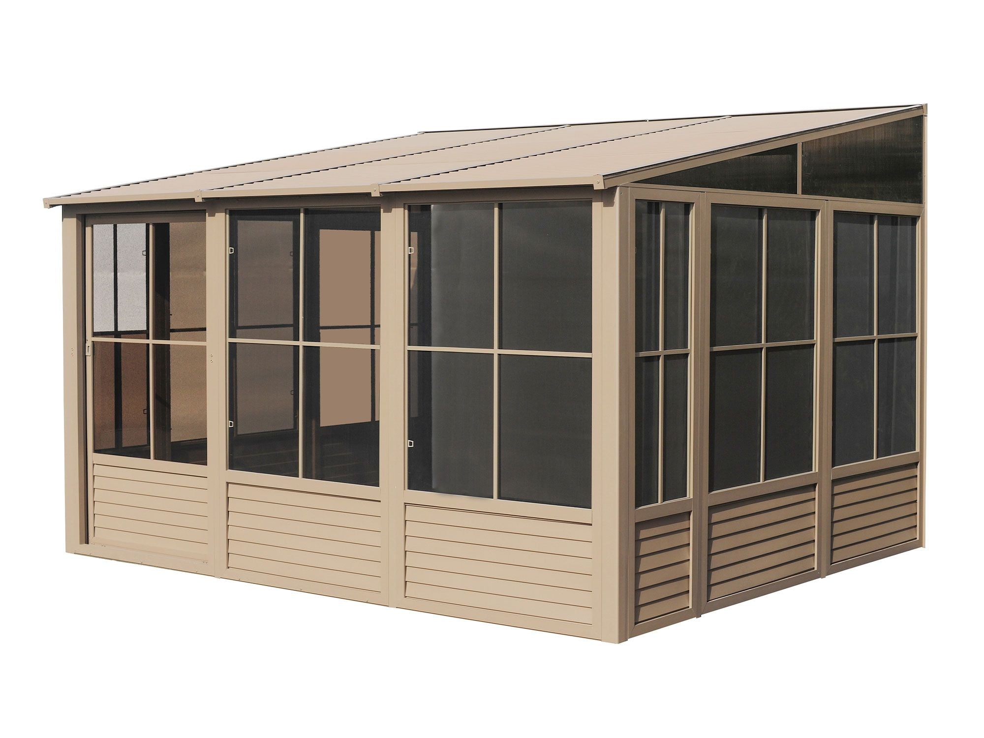 Florence 10x16 ft. Wall-Mounted Solarium, Metal Roof-Brown