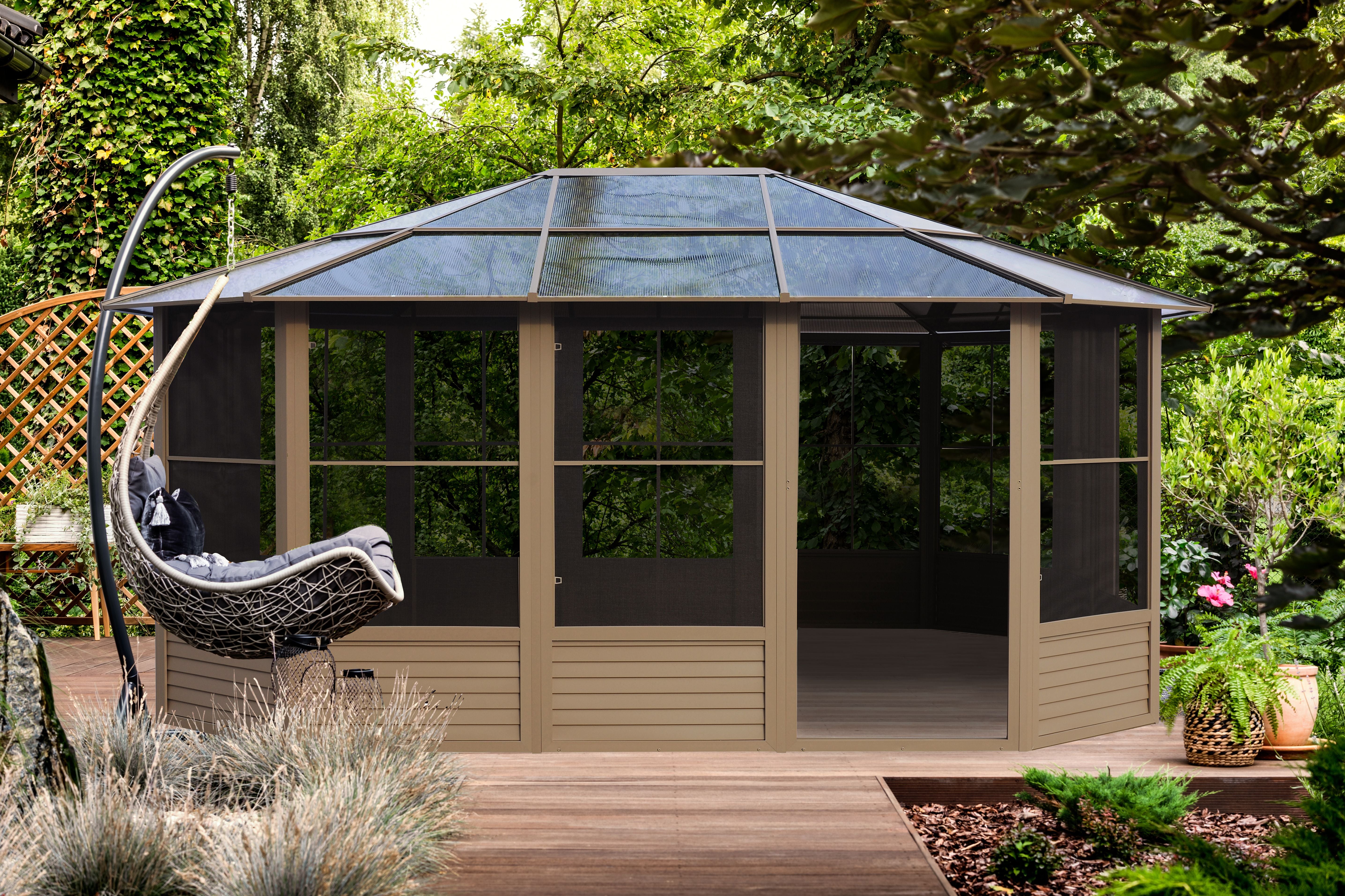 Florence 12x15 ft. Solarium–Polycarbonate Roof, Sand