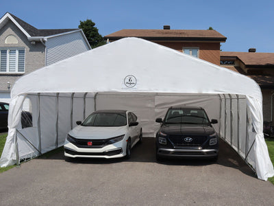 Deluxe Double Car Shelter 20 ft. x 20 ft.– White
