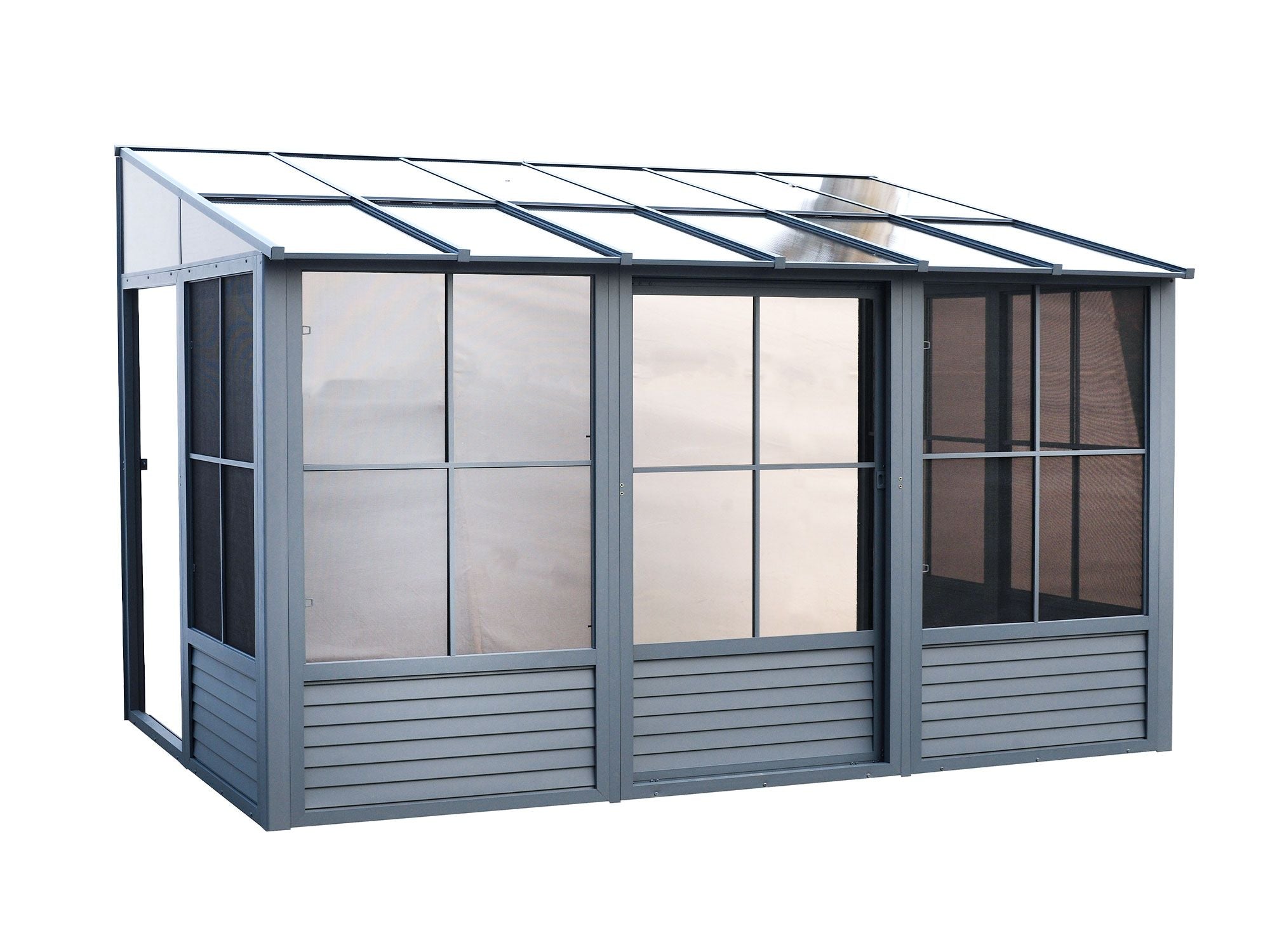 Florence 10x16 Wall-Mounted Solarium, Polycarbonate Roof