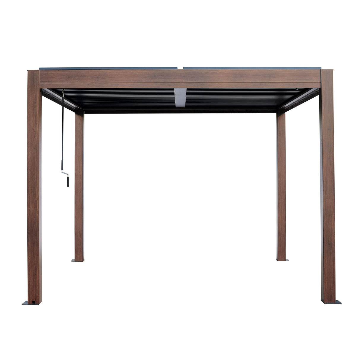 Kaslo 10 x10 Aluminum stand alone Pergola Wood finish  - With Alum Tracks