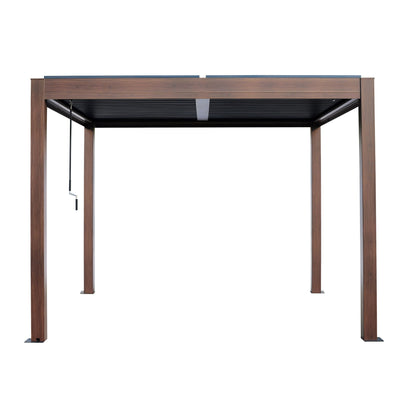Kaslo 10 x10 Aluminum stand alone Pergola Wood finish  - With Alum Tracks