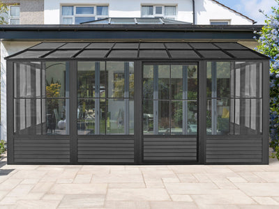 Florence 10x16 ft. Wall–Mounted Solarium, Polycarbonate Roof-Black