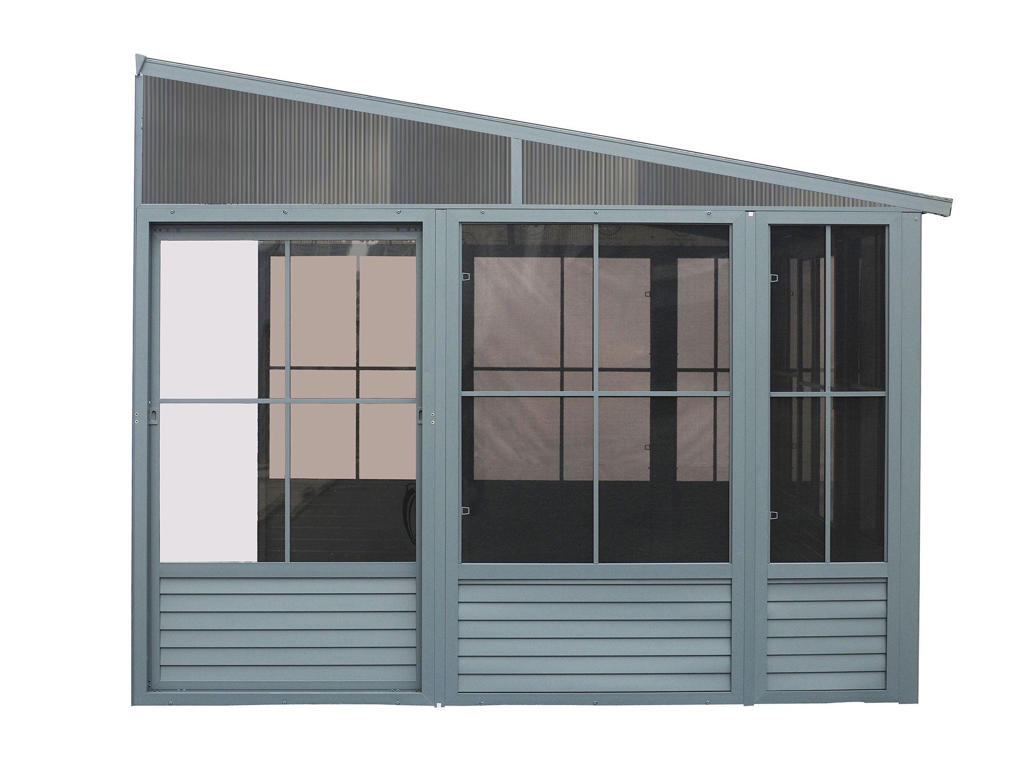 Florence 8x16 ft. Wall–Mounted Solarium, Metal Roof
