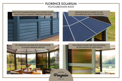 Florence 12x12 ft. Solarium–Polycarbonate Roof, Gray