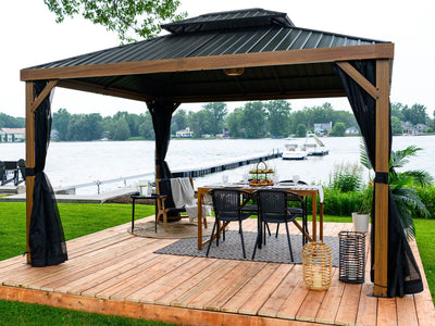 Yosemite 12x16 ft. Gazebo– Double Roof, Aluminum Frame, Wood Finish