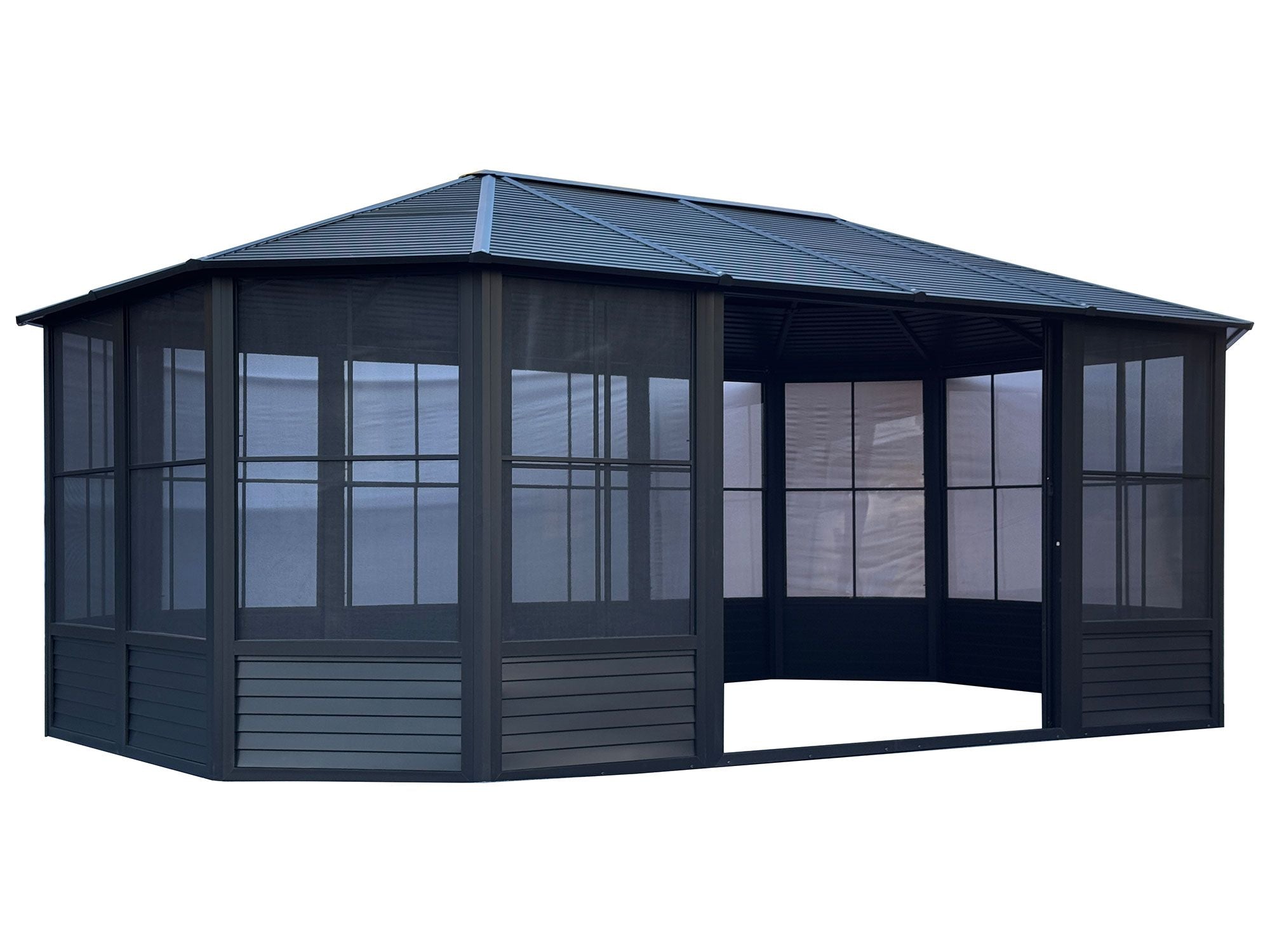 Florence 12x18 ft. Solarium, Metal Roof–Black