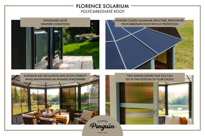 Florence 12x15 ft. Solarium–Polycarbonate Roof, Taupe
