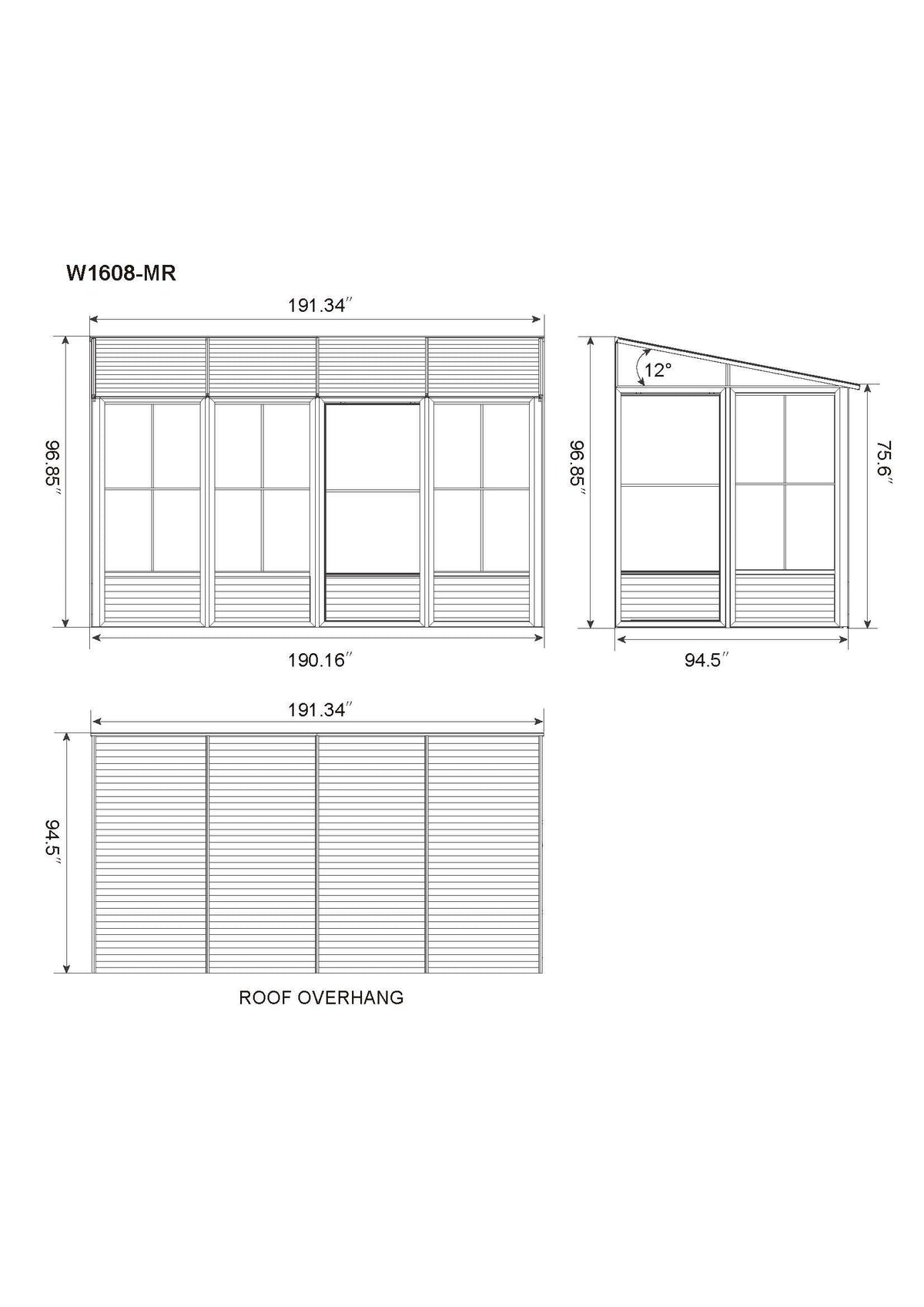 Florence 8x16 ft. Wall–Mounted Solarium, Metal Roof, Sand
