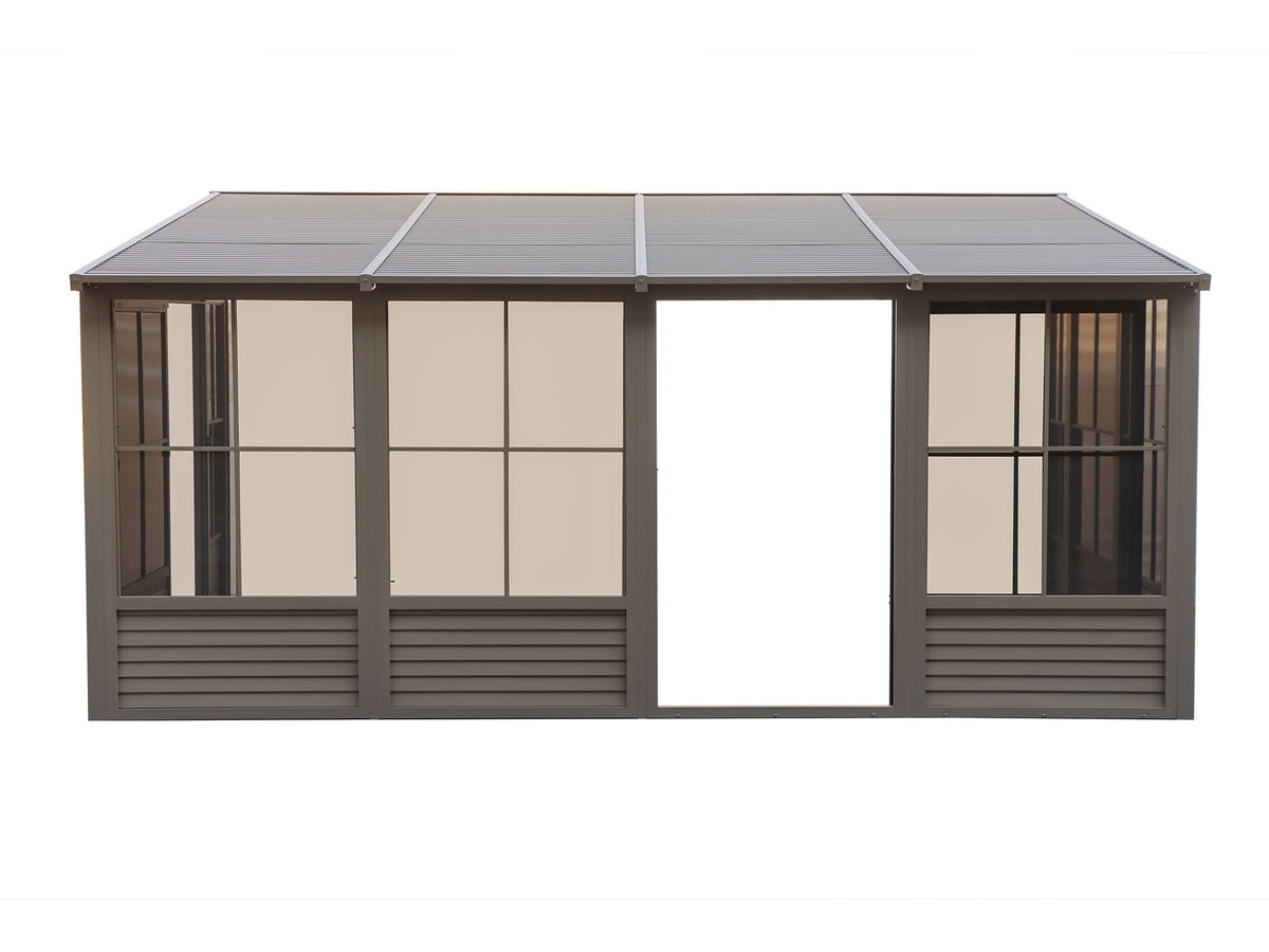 Florence 8x16 ft. Wall–Mounted Solarium, Metal Roof, Sand