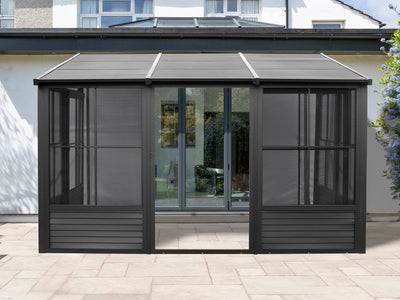 Florence 8x12 ft. Wall–Mounted Solarium, Metal Roof-Black