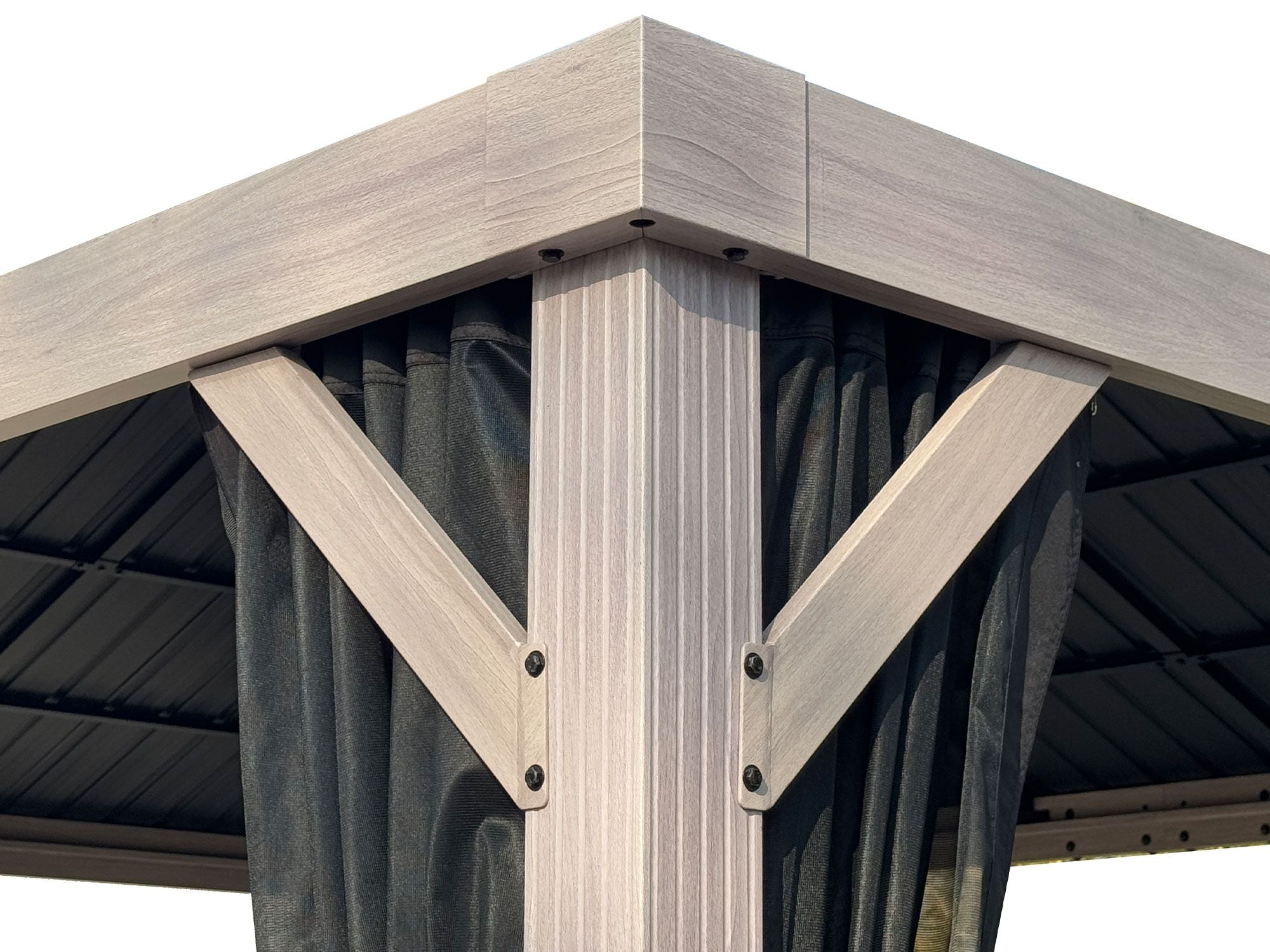 Yosemite 10x12 ft. Gazebo–Galvanized Double Roof, Aluminum Posts, Wood Finish