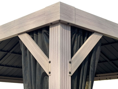 Yosemite 10x12 ft. Gazebo–Galvanized Double Roof, Aluminum Posts, Wood Finish