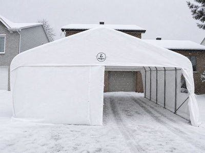 Deluxe Double Car Shelter 18 ft. x 20 ft.–White