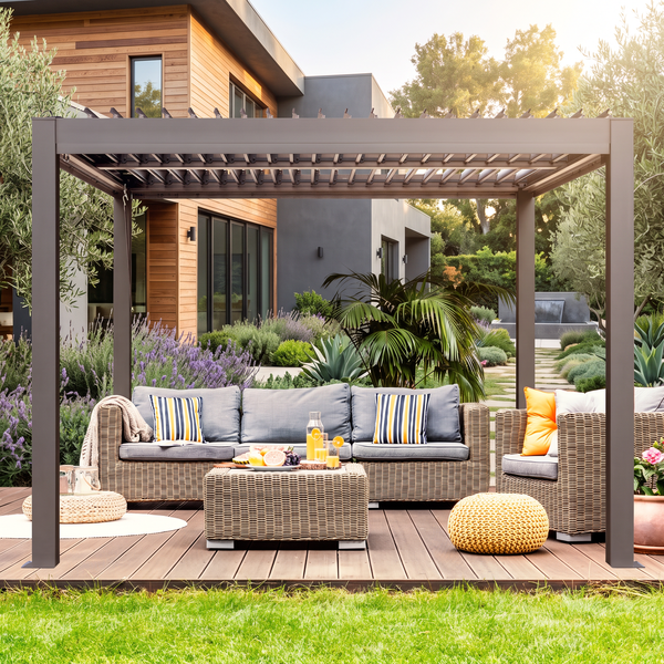 Vikos 10 X13 Freestanding Aluminum Pergola, With Alum Tracks