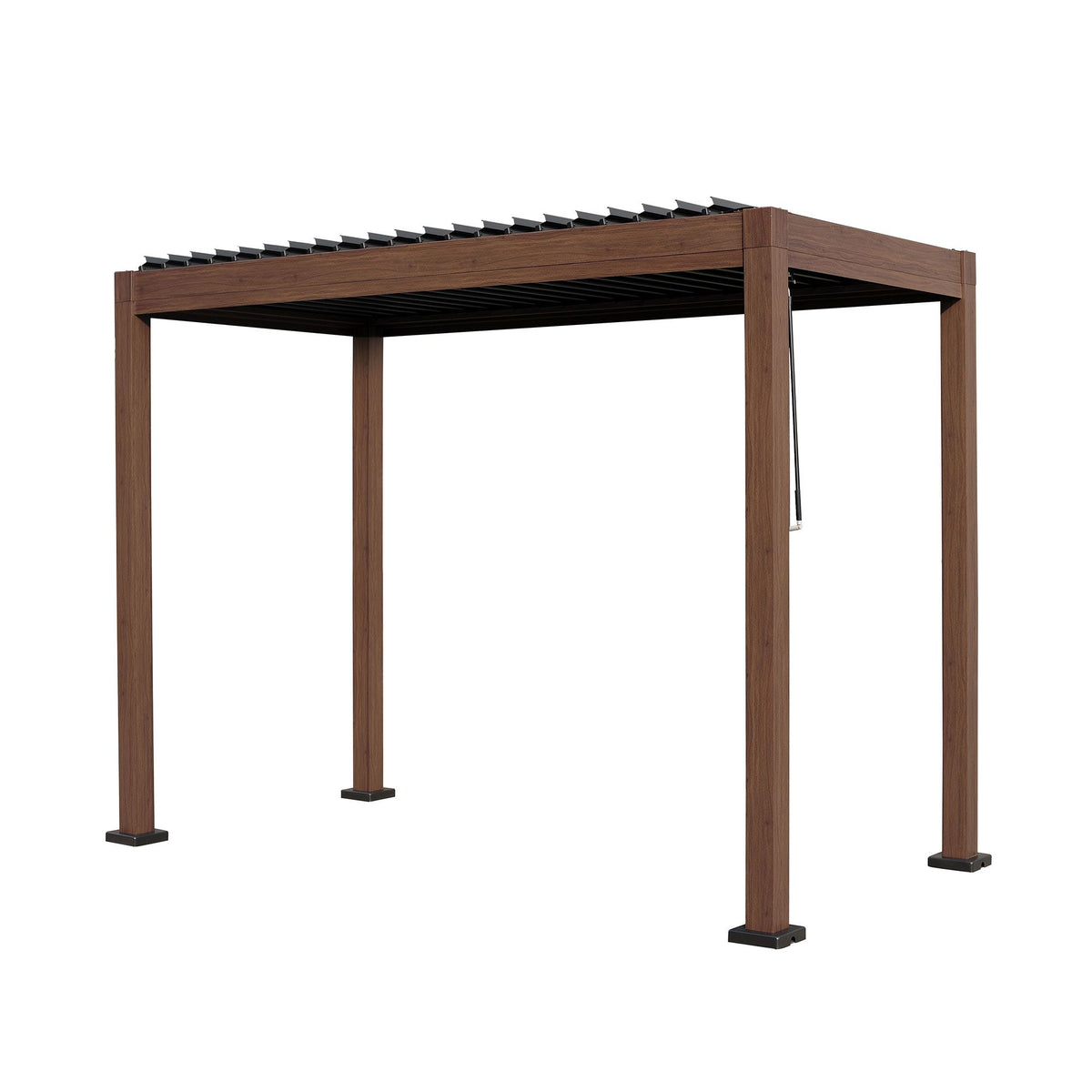 Kaslo 05 x10 Aluminum stand alone Pergola Wood finish - With Alum Tracks