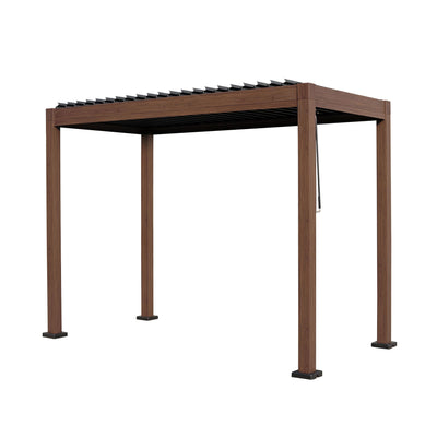 Kaslo 05 x10 Aluminum stand alone Pergola Wood finish - With Alum Tracks