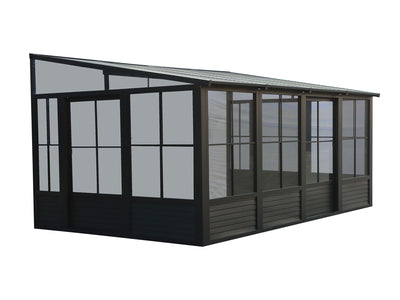 Florence 10x16 ft. Wall–Mounted Solarium, Metal Roof–Black