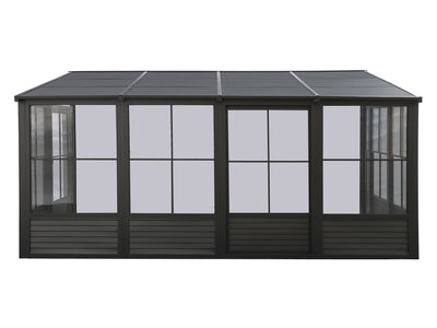 Florence 10x16 ft. Wall–Mounted Solarium, Metal Roof–Black