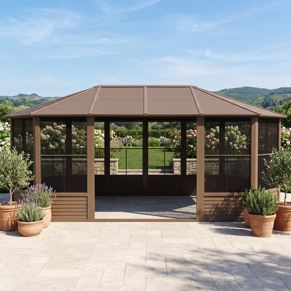 Florence 12x18 ft. Solarium–Metal Roof, Sand