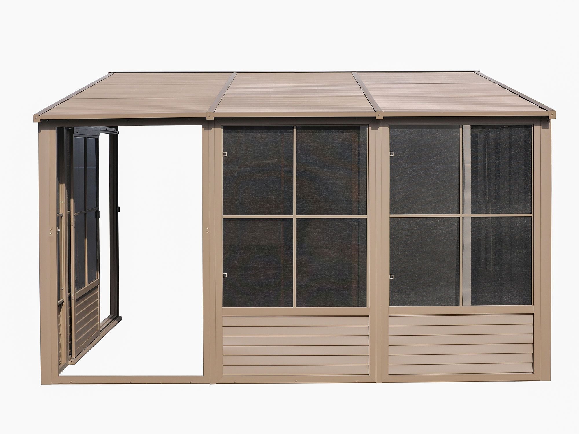 Florence 10x16 ft. Wall-Mounted Solarium, Metal Roof-Brown