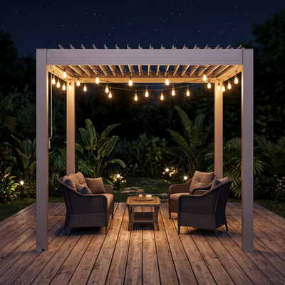 Vikos 08 X08 Aluminum Stand Alone Pergola  - With Alum Tracks