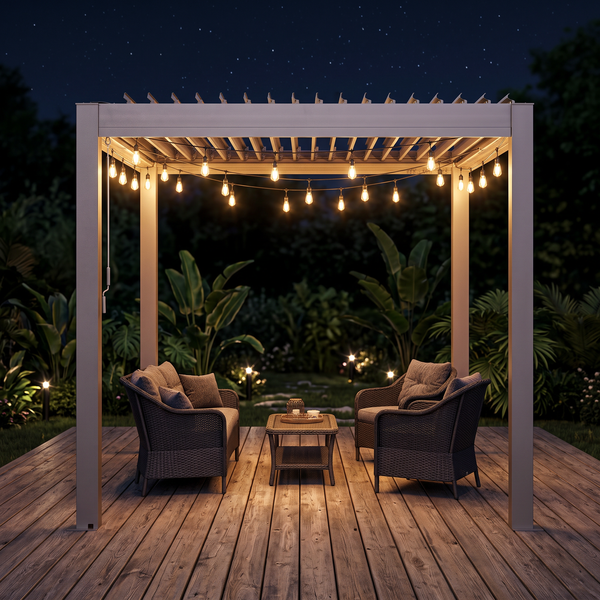 Vikos 08 X08 Aluminum Stand Alone Pergola  - With Alum Tracks