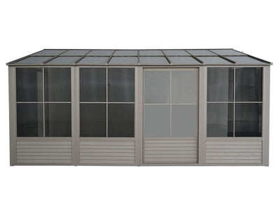 Florence 8x16 ft. Wall–Mounted Solarium, Polycarbonate Roof, Sand