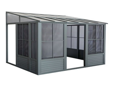 Florence 10x12 ft. Wall–Mounted Solarium, Polycarbonate Roof, Slate
