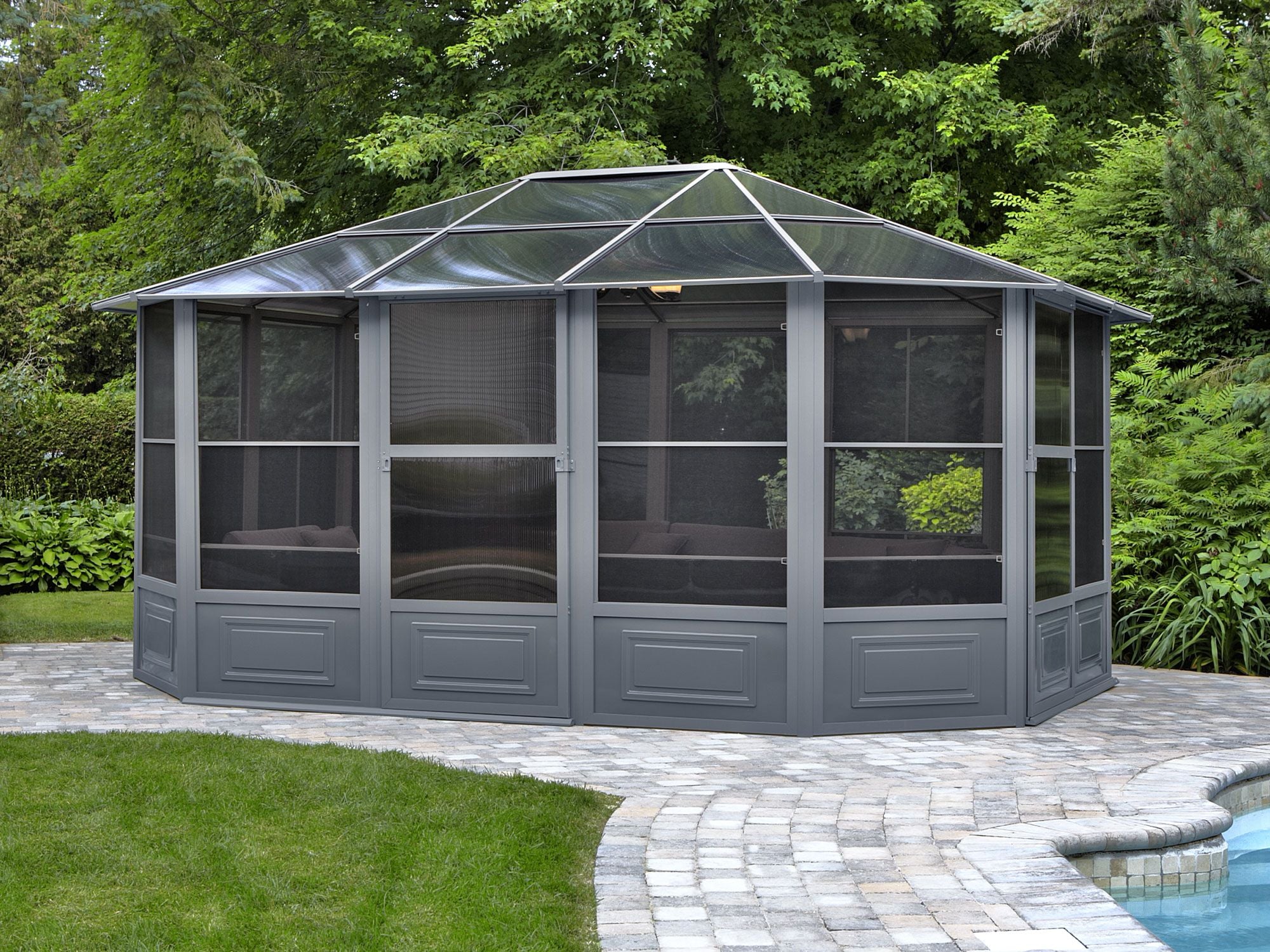 Florence 12x15 ft. Solarium–Polycarbonate Roof, Taupe