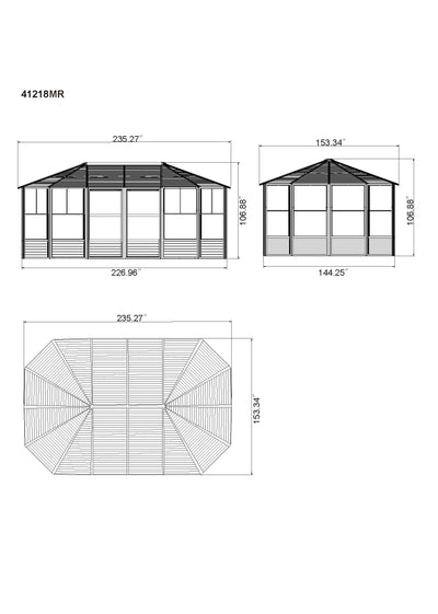 Florence 12x18 ft. Solarium–Metal Roof, Slate