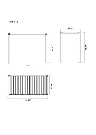 Kaslo 05 x10 Aluminum stand alone Pergola Wood finish - With Alum Tracks