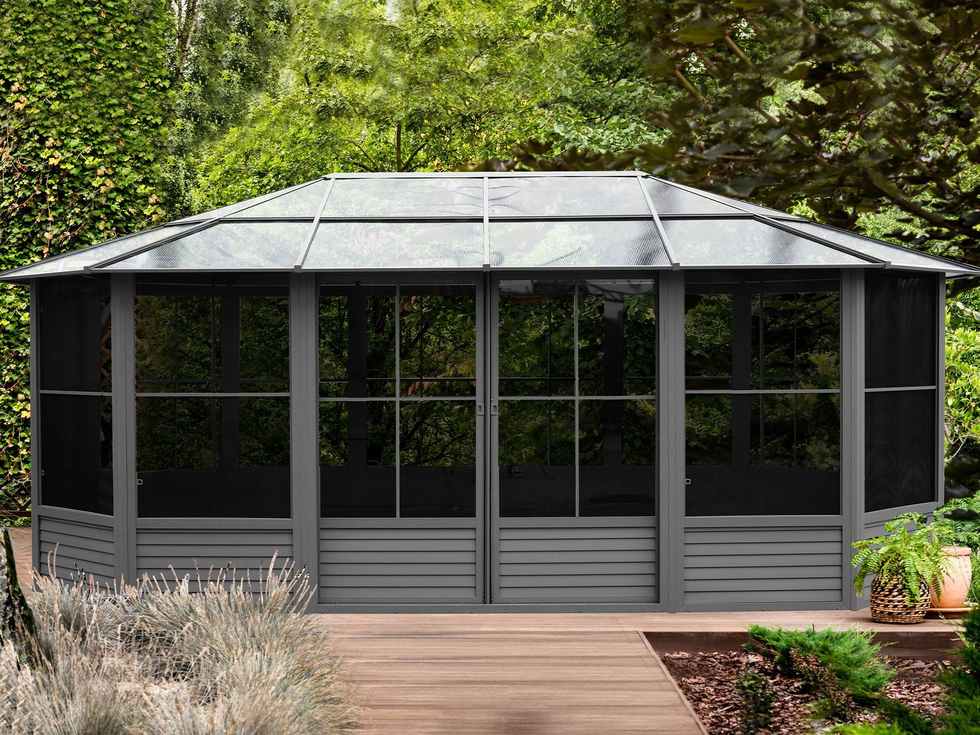 Florence 12x18 ft. Solarium–Polycarbonate Roof, Taupe