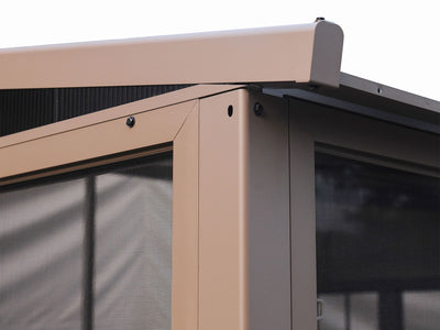 Florence 8x16 ft. Wall–Mounted Solarium, Metal Roof, Sand
