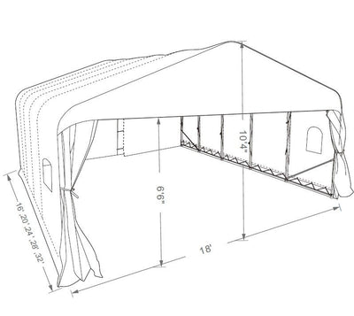 Deluxe Double Car Shelter 18 ft. x 20 ft.–White