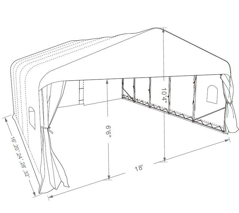 Deluxe Double Car Shelter 18 ft. x 20 ft.–White