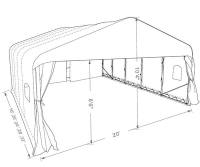 Deluxe Double Car Shelter 20 ft. x 20 ft.– White