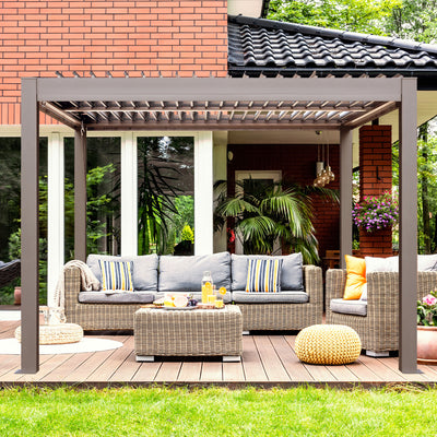 Vikos 10 X13 Freestanding Aluminum Pergola, With Alum Tracks