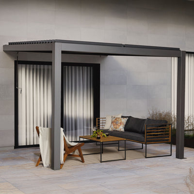 Nikko 10 x13 Aluminum Wall Mounted Pergola