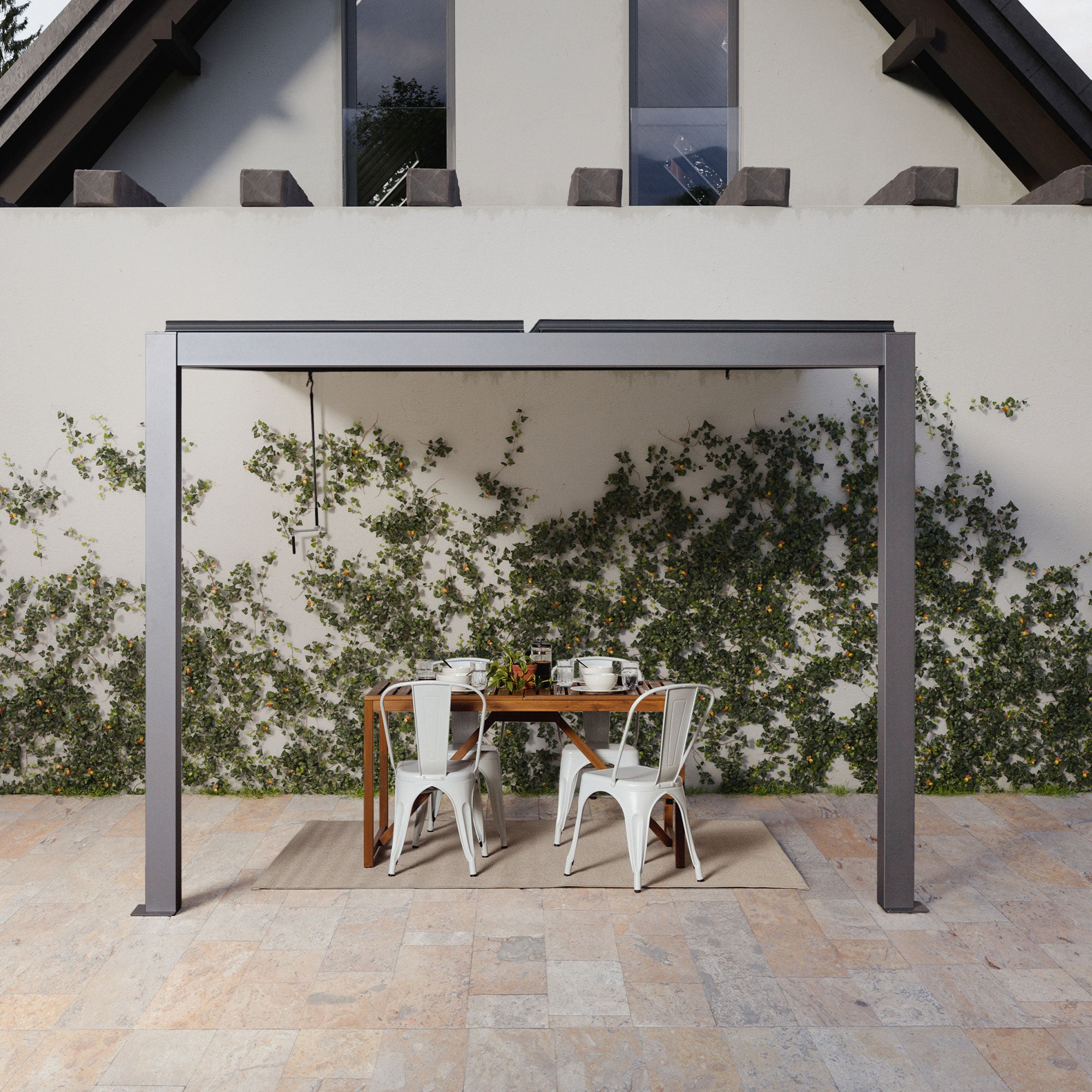 Nikko 10 x13 Aluminum Wall Mounted Pergola