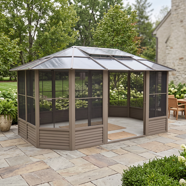 Florence 12x18 ft. Solarium–Polycarbonate Roof, Sand