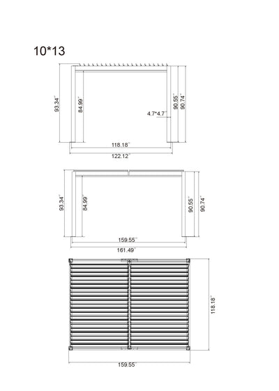 Vikos 10 X13 Freestanding Aluminum Pergola, With Alum Tracks