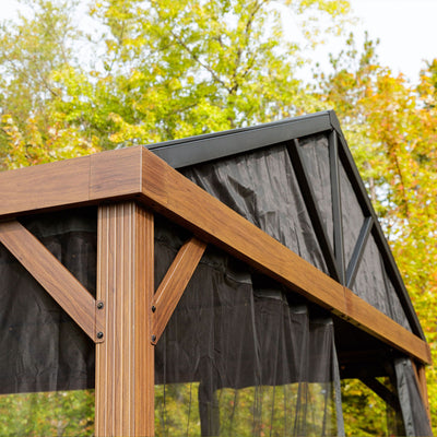 Yamaska 10x14 barn style gazebo, aluminum posts wood finish